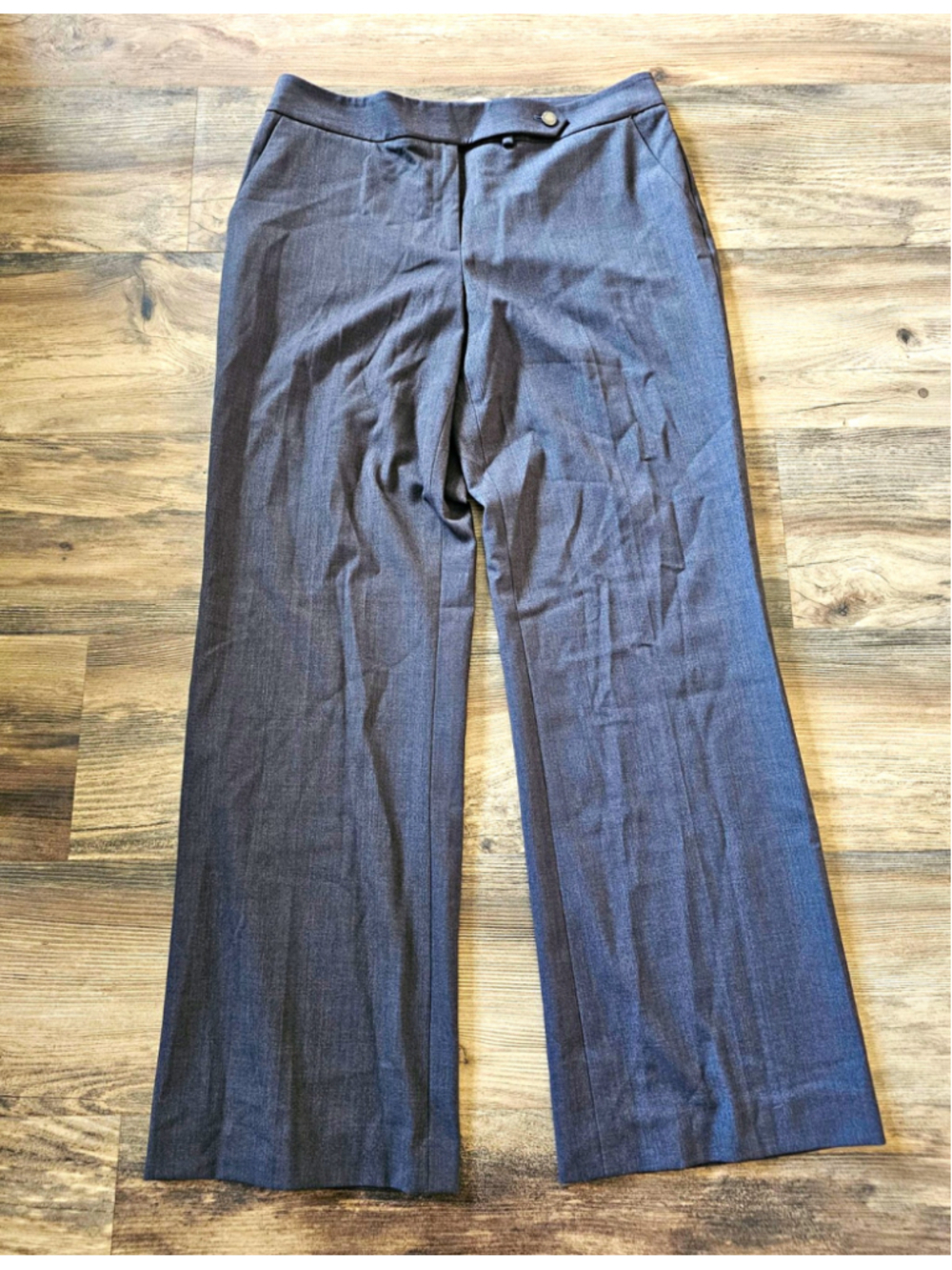 Calvin Klein Classic Fit Dress Pants Womens 8P Gray Trouser Wide Leg Petite